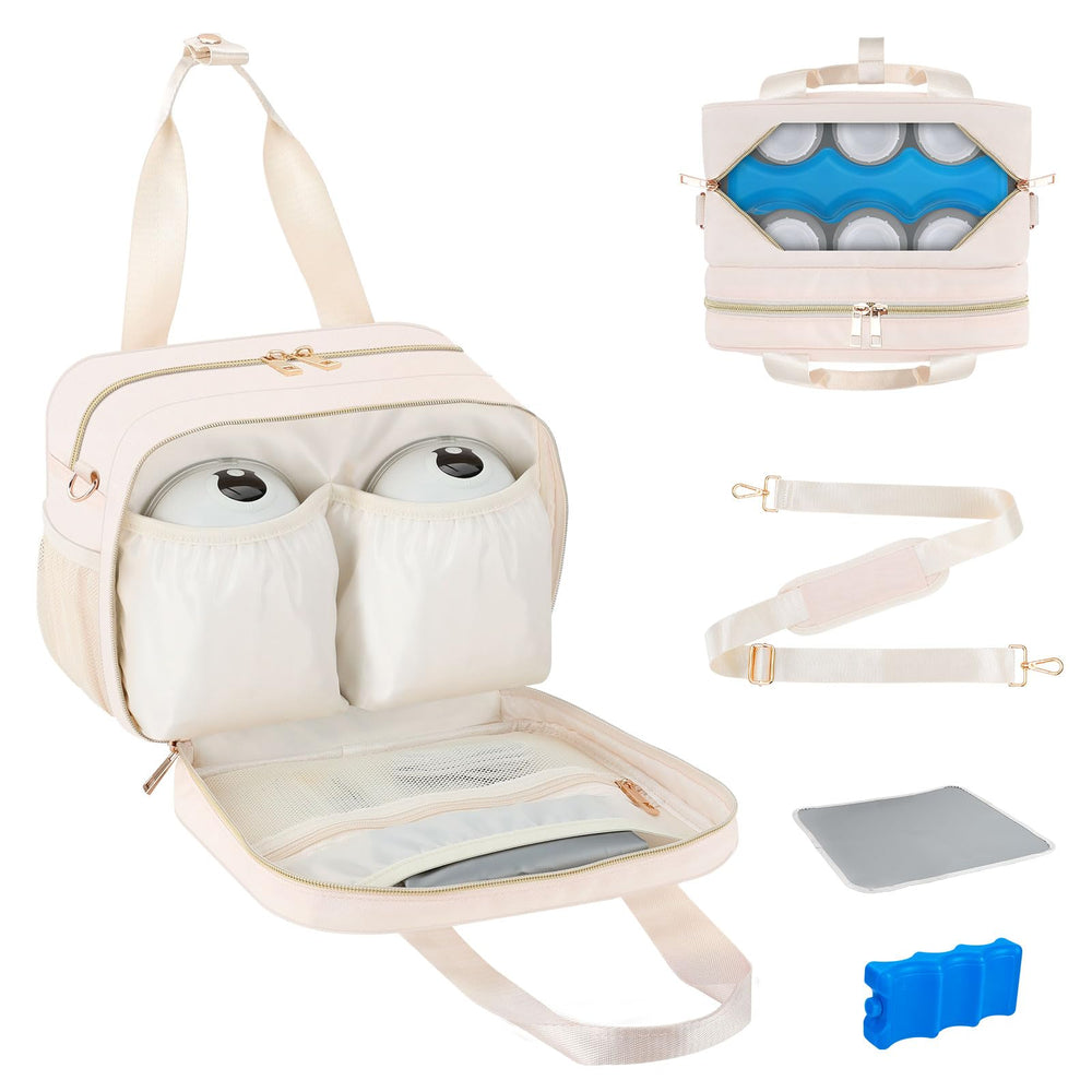 PIIOSER breastmilk cooler bag showing the main compartment ready to hold six 9-ounce bottles for travel