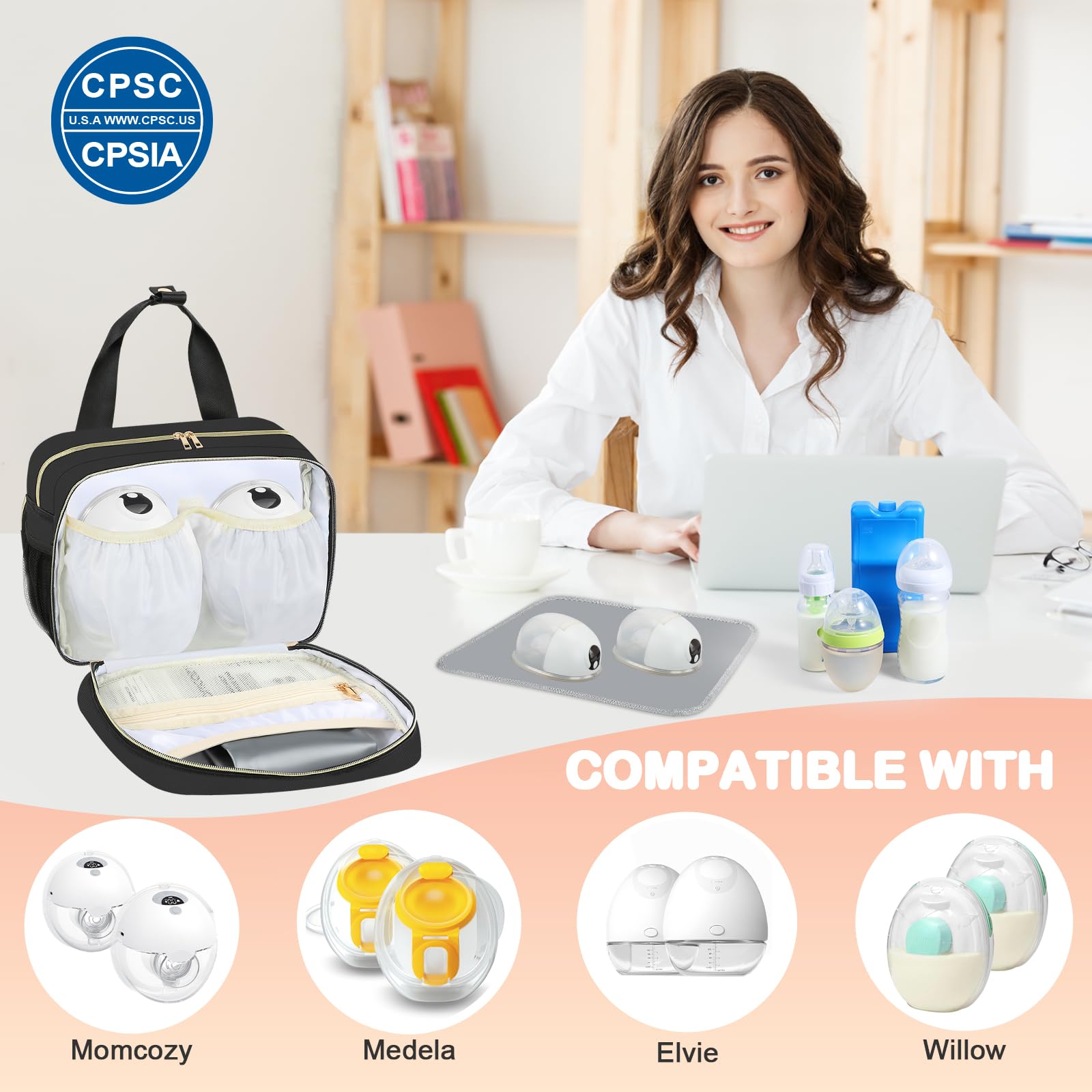 PIIOSER Breastmilk Cooler Travel Bag dimensions 11.02 x 5.9 x 8.26 inches fits three 9 oz bottles.