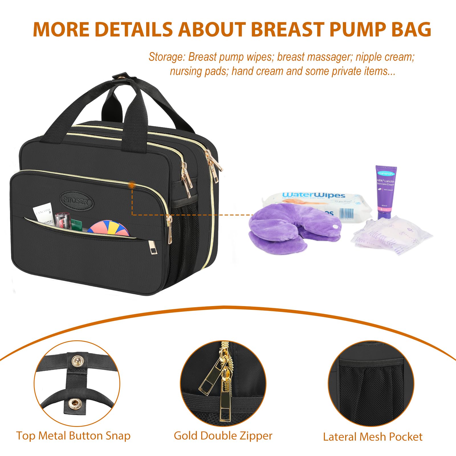 PIIOSER Breastmilk Cooler Travel Bag with ice pack preserves milk temperature during outings.