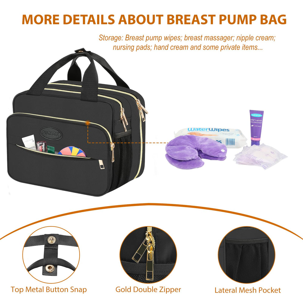 PIIOSER Breastmilk Cooler Travel Bag with ice pack preserves milk temperature during outings.