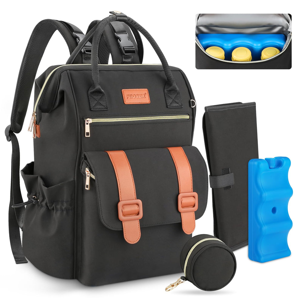 PIIOSER diaper bag tote with ice pack keeps bottles cool on the go