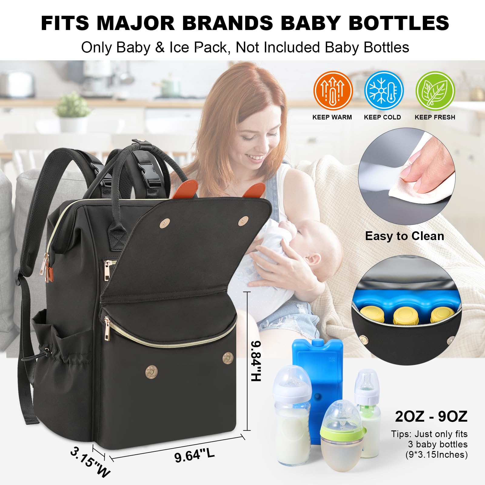 PIIOSER diaper bag tote in water resistant fabric protects gear from spills