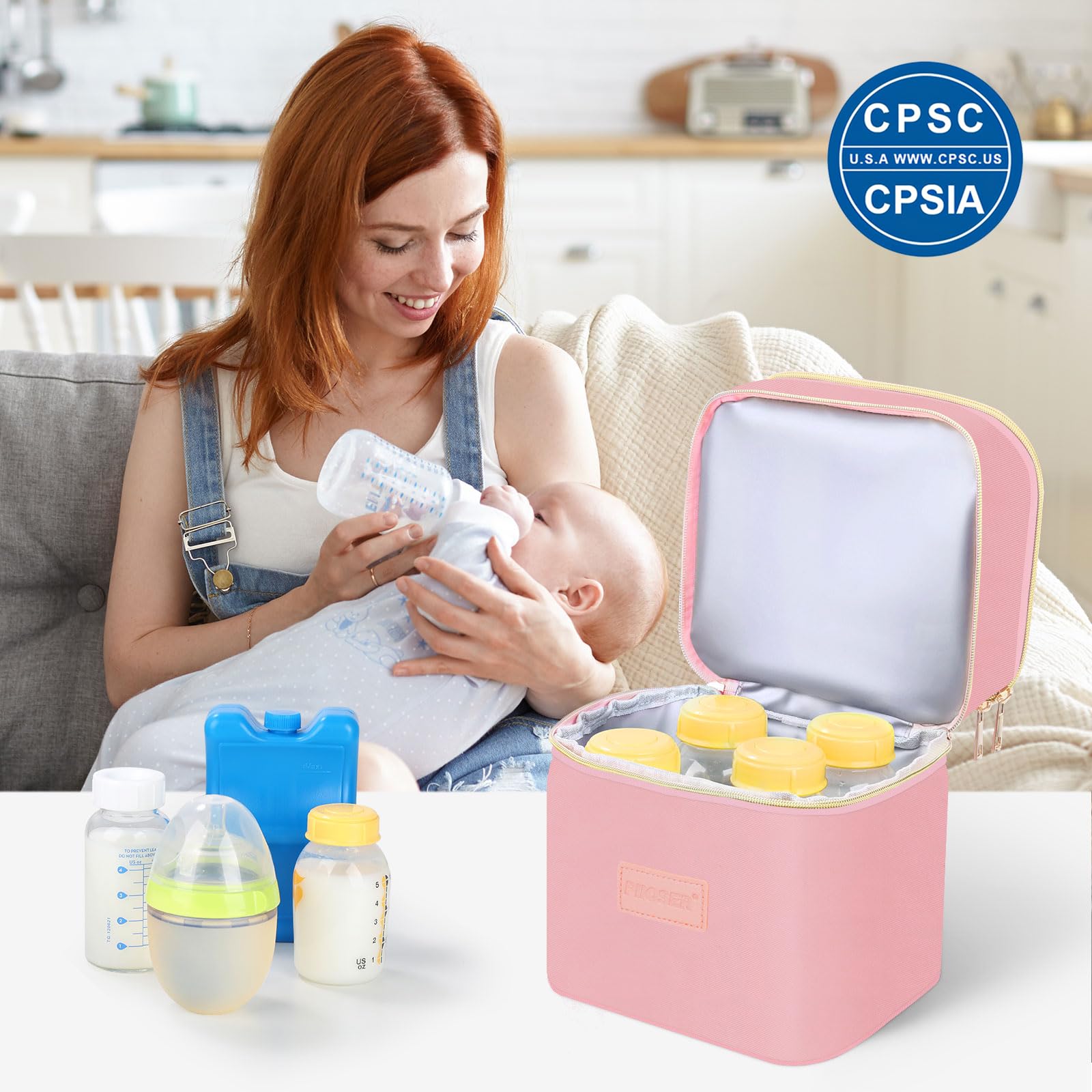 PIIOSER tote dimensions help plan packing for bottles and snacks.