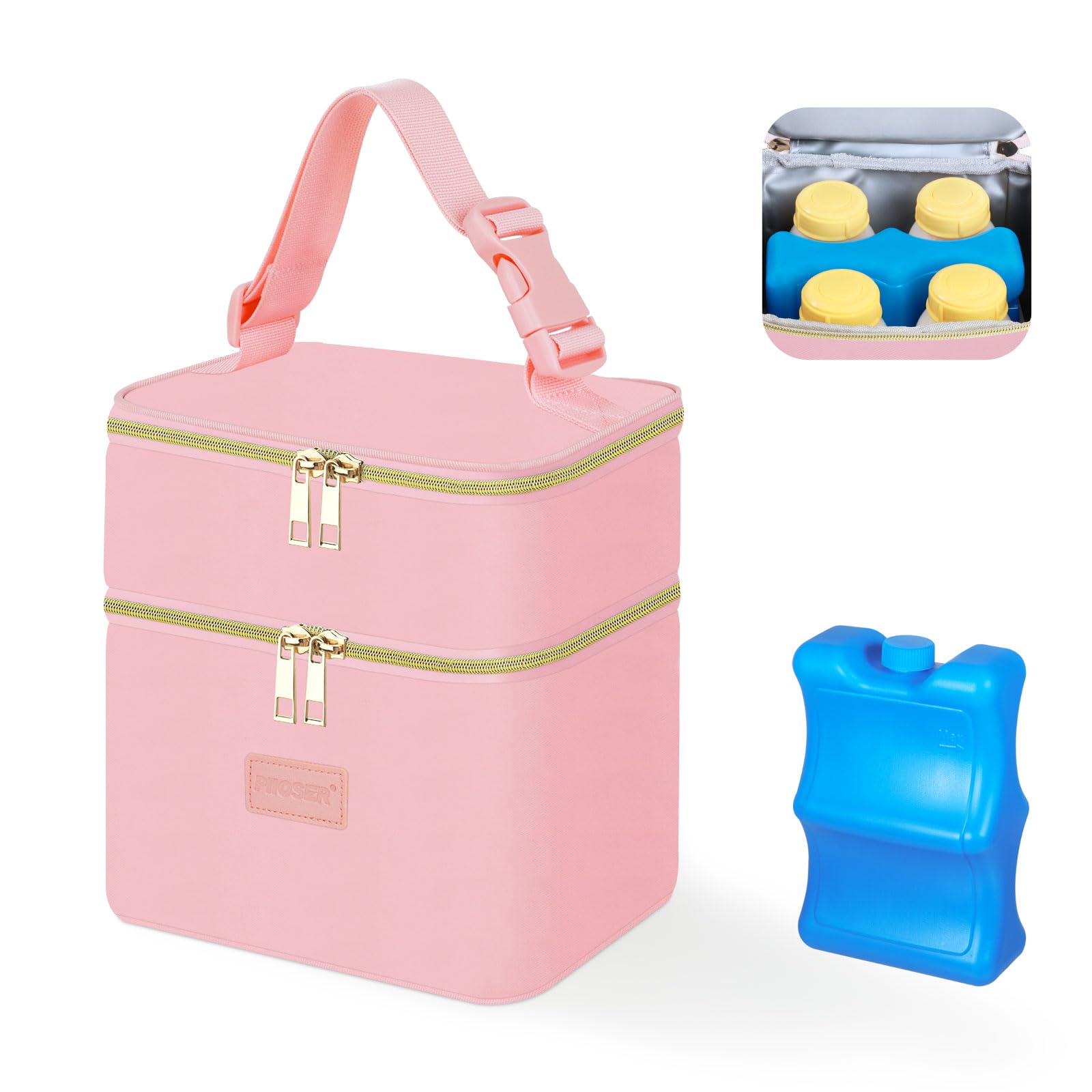 PIIOSER pink XS insulated tote for nursing moms on the move.
