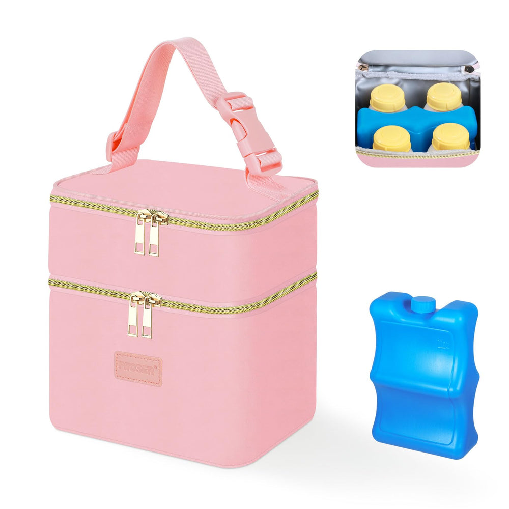 PIIOSER pink XS insulated tote for nursing moms on the move.