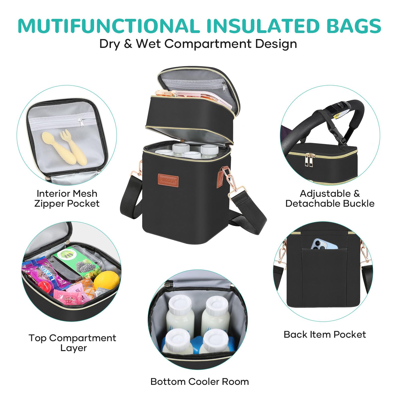 PIIOSER soft shoulder strap reduces shoulder fatigue during travel.