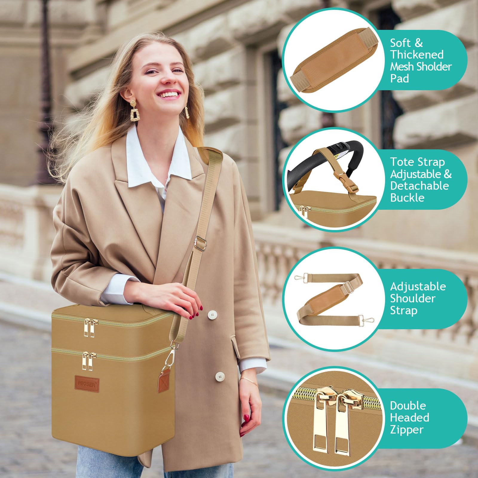 PIIOSER stroller attachment enables hands free transport