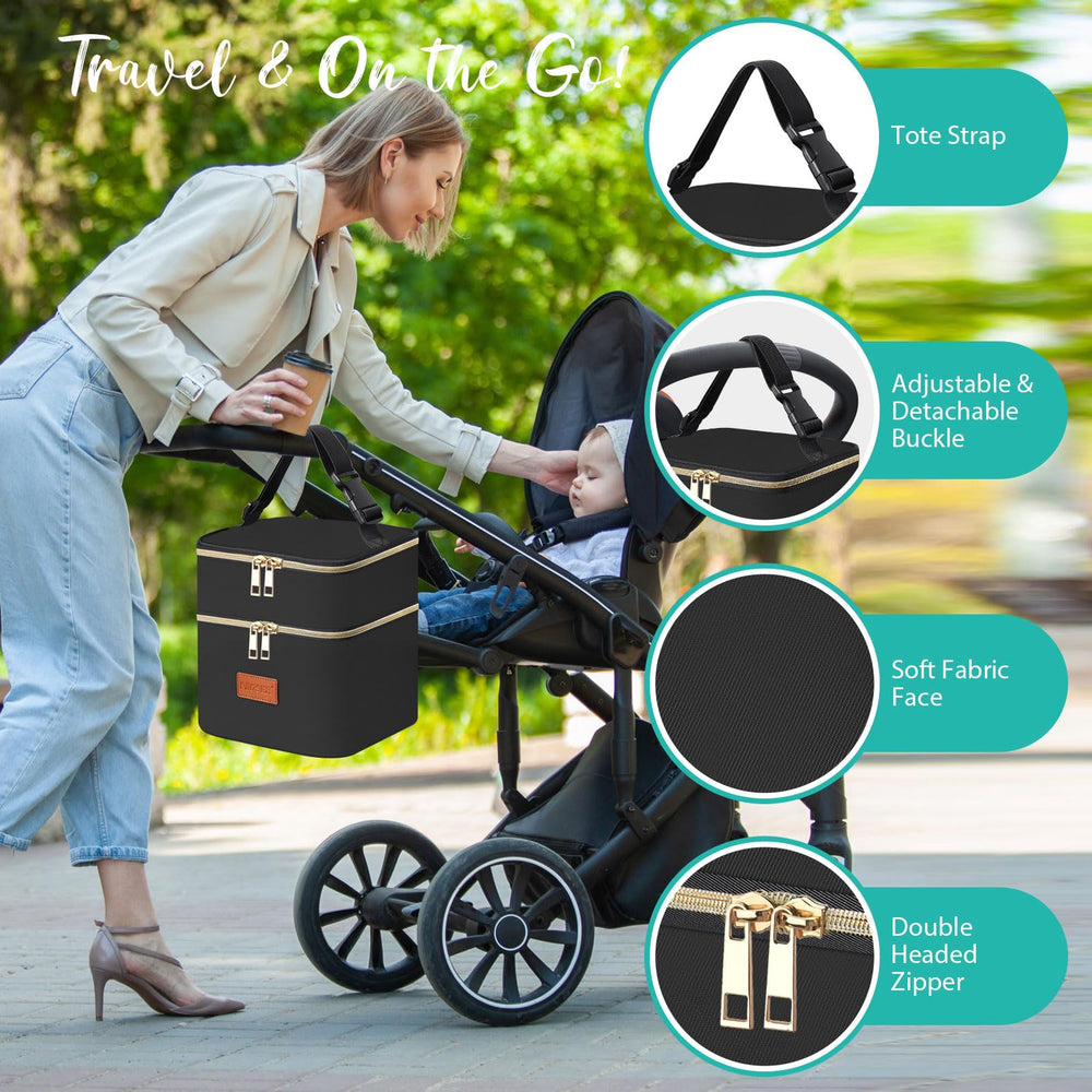 PIIOSER stroller attachment buckle enables hands-free transport.