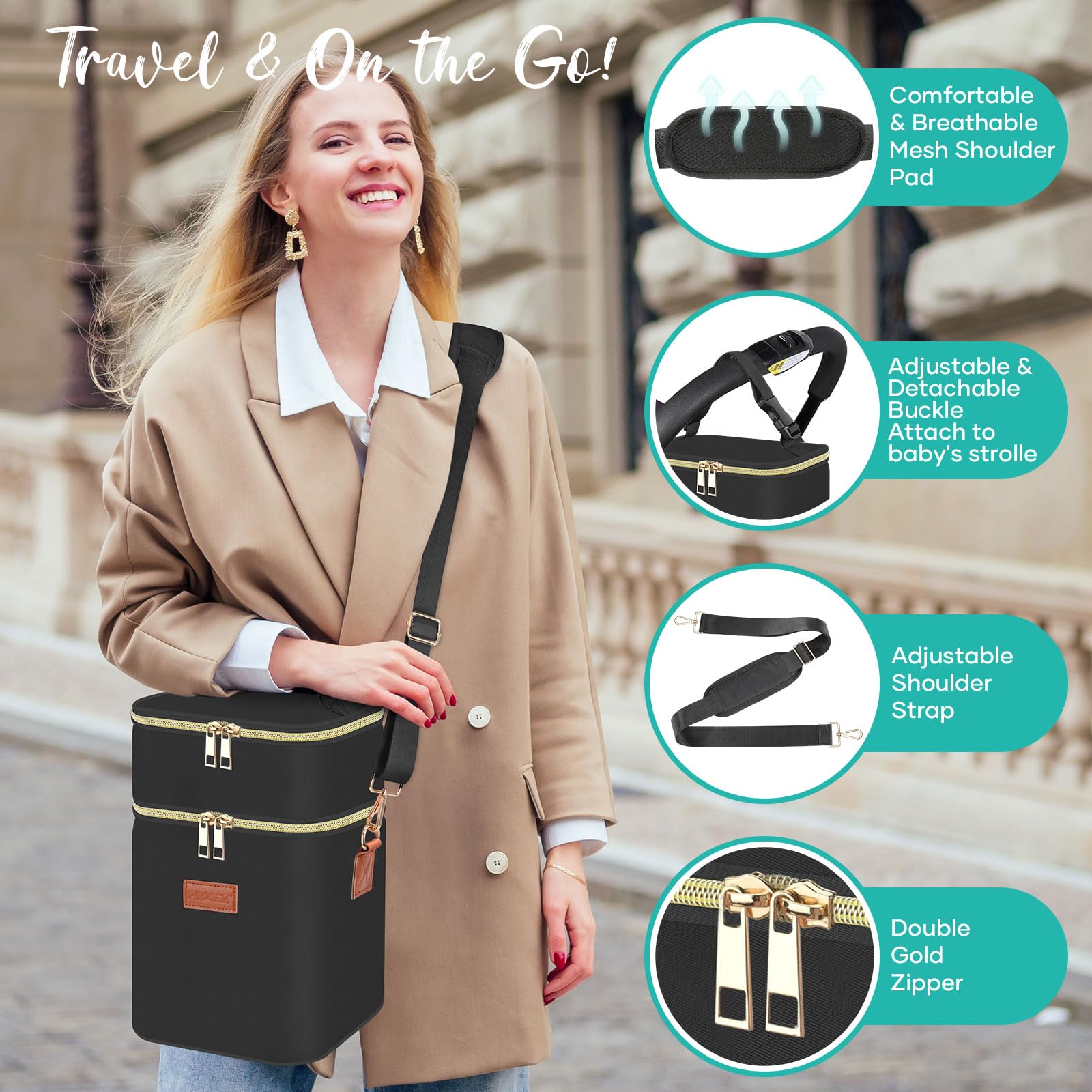 PIIOSER travel-friendly bag for busy moms on the move.