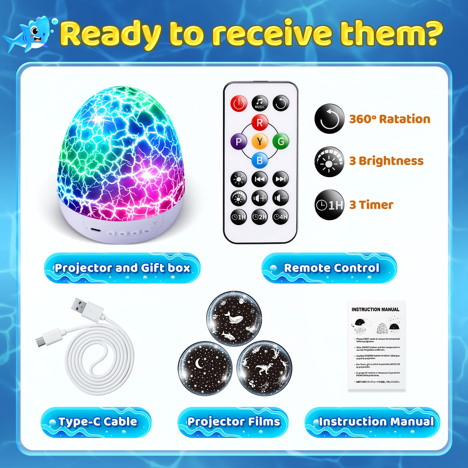 PIKOY 360-degree color rotation supports soothing visuals during bedtime