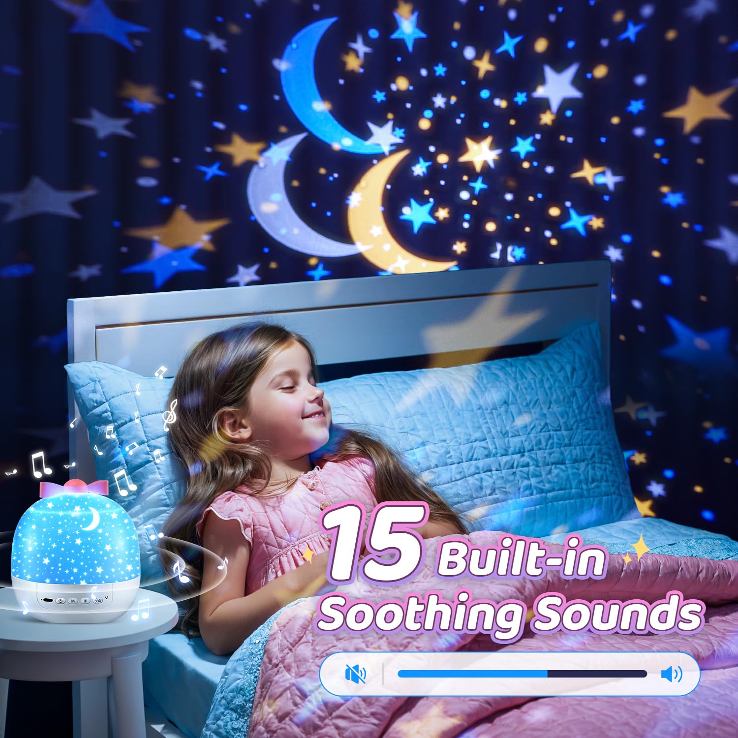 PIKOY baby night light with lullabies aids gentle bedtime stories