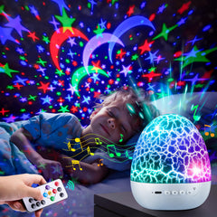 PIKOY Nursery Night Light with Sounds projects a calming starry scene for bedtime