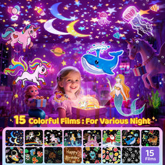 PIKOY unicorn night light projector remote control enables easy bedtime adjustments