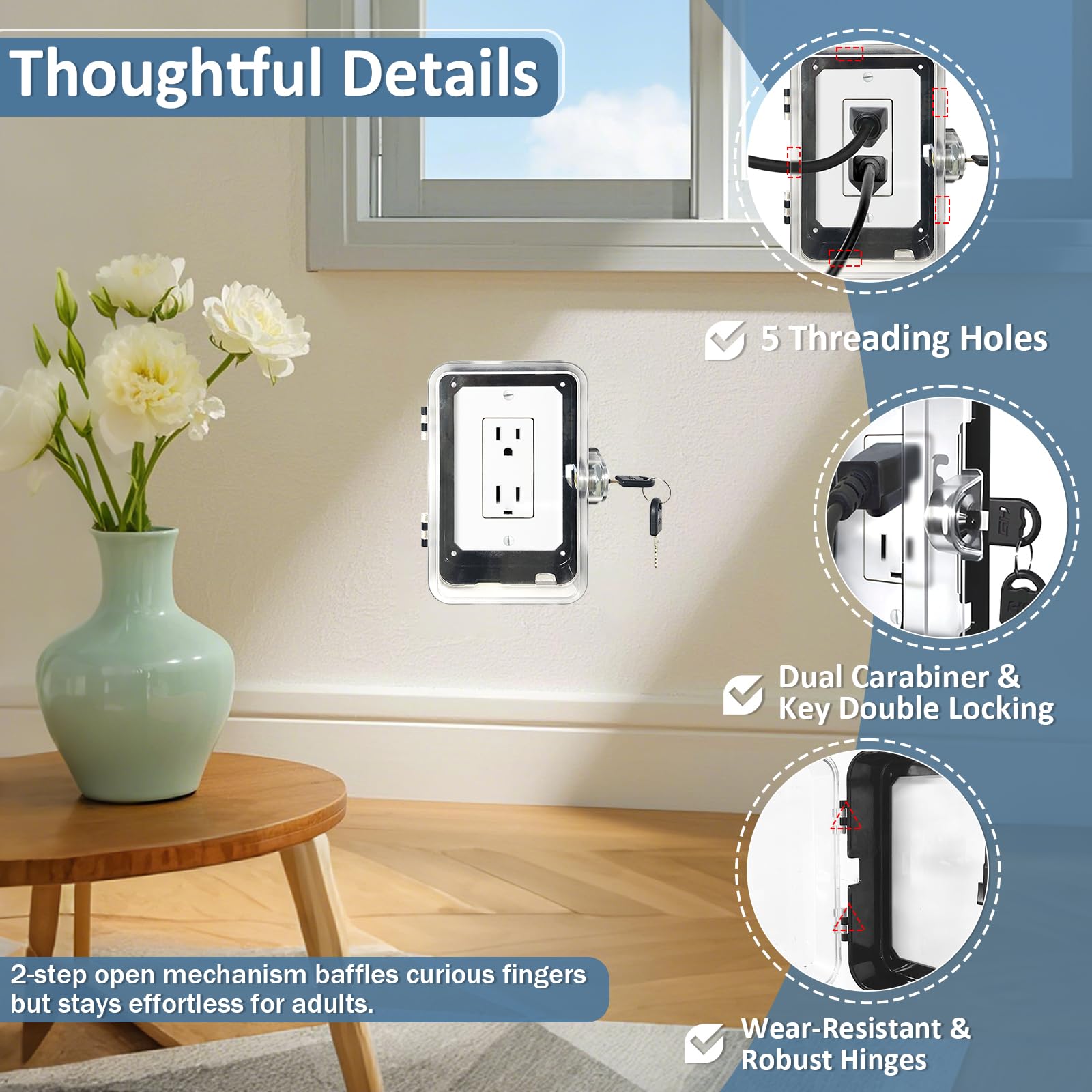 PILISPARK outlet lock box 1-pack packaging offers quick baby-proofing solution.