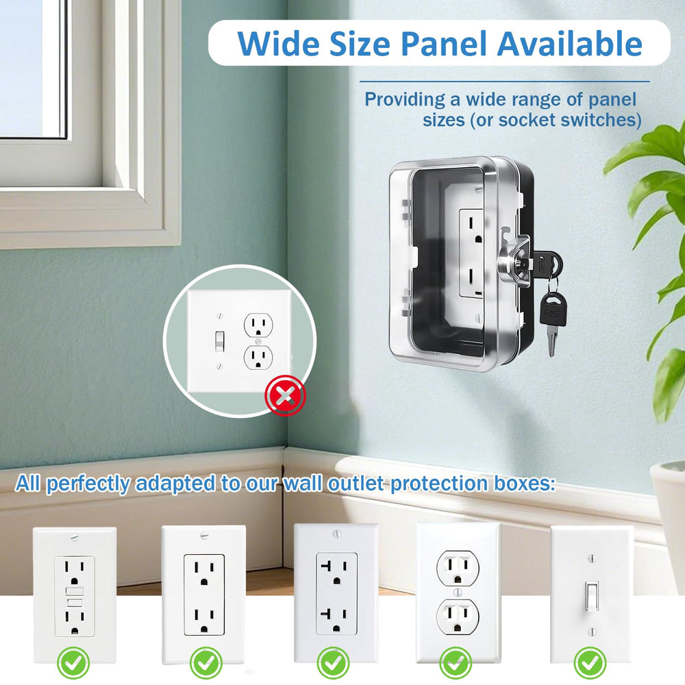 PILISPARK outlet lock box installed on a standard outlet demonstrating tool-free setup.
