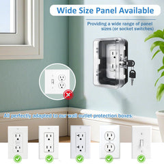 PILISPARK outlet lock box installed on a standard outlet demonstrating tool-free setup.
