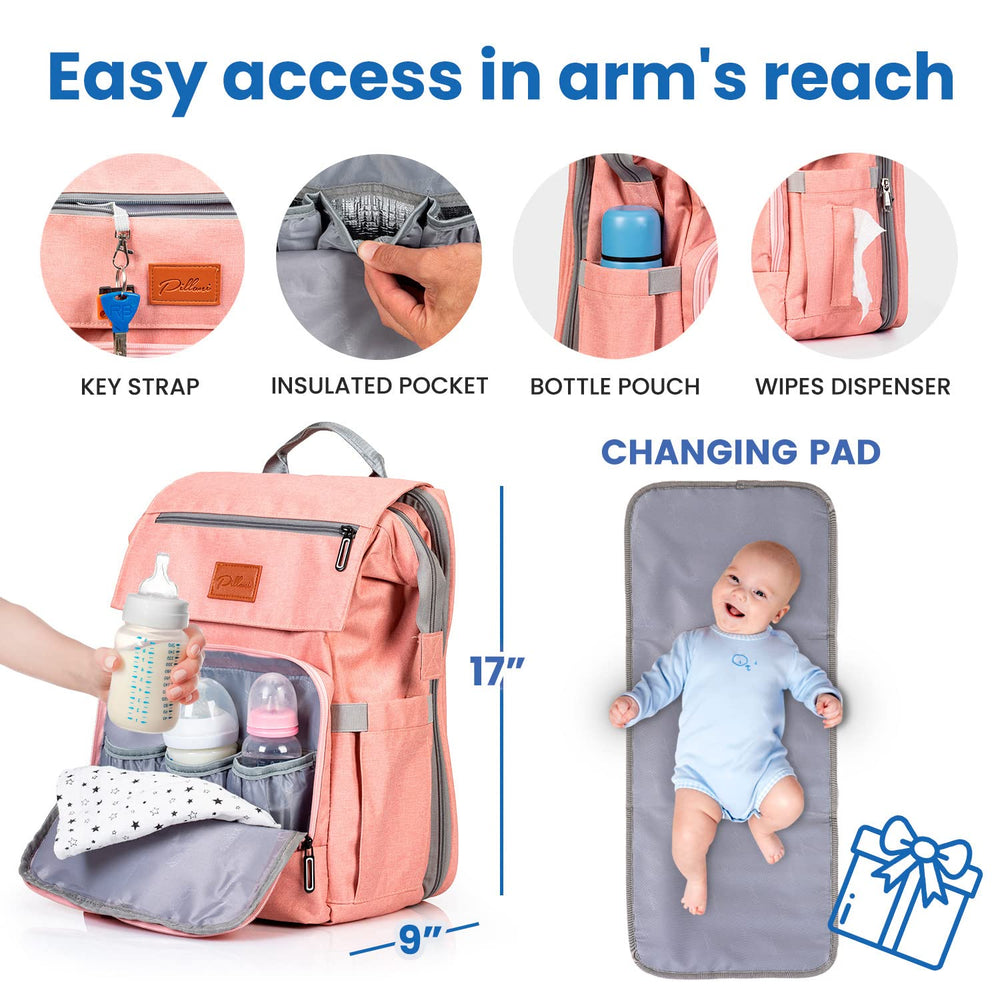 PILLANI diaper bag front flap pocket for quick access to keys
