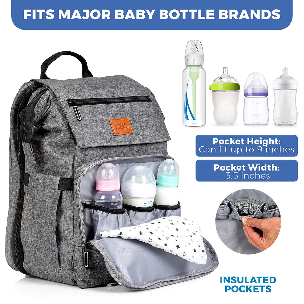 PILLANI diaper bag backpack changing pad inside ready for on-the-go changes