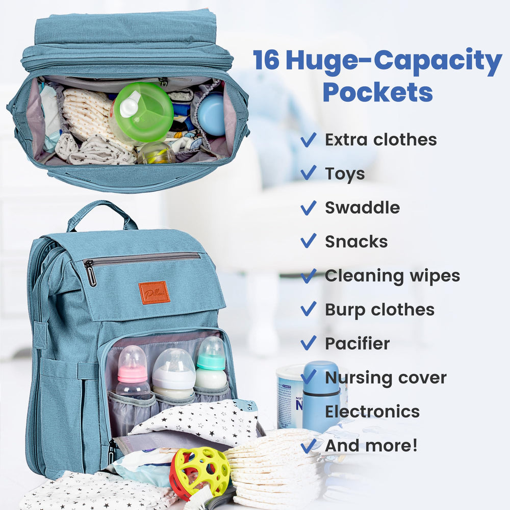 PILLANI diaper bag backpack changing pad keeps diaper changes convenient anywhere