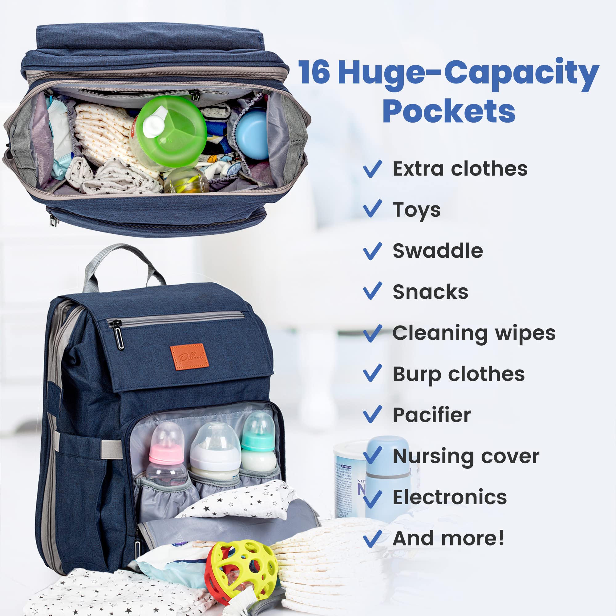PILLANI diaper bag backpack insulated bottle pockets keep bottles at the right temp
