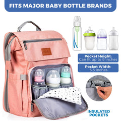 PILLANI diaper bag insulated bottle pockets maintain temperature on the move
