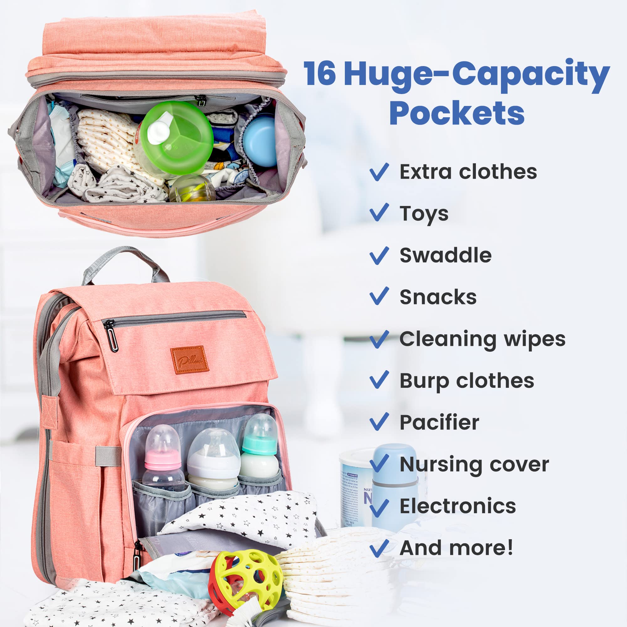 PILLANI diaper bag waterproof Oxford fabric keeps contents dry on trips