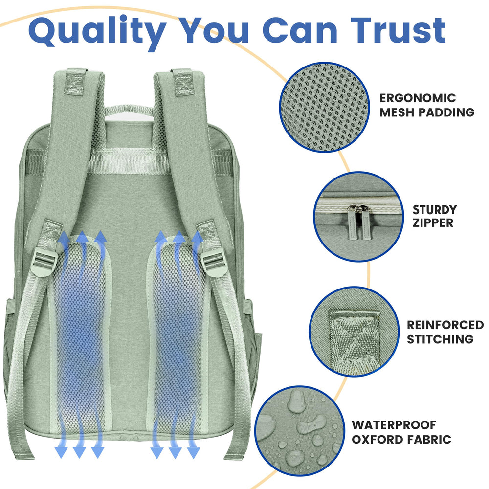 Pillani diaper bag backpack 16 pockets keep baby essentials neatly organized.