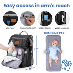 PILLANI diaper bag backpack insulated bottle pockets for on-the-go feeding