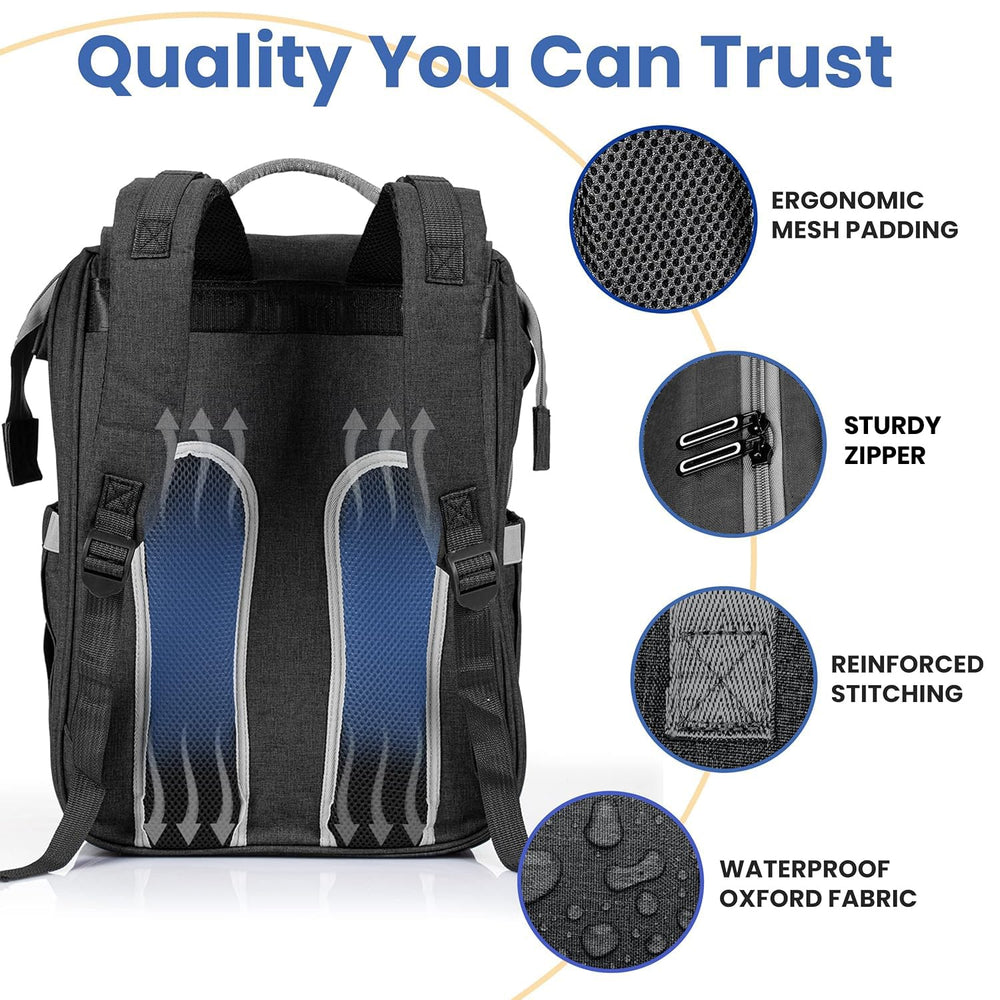 PILLANI diaper bag backpack waterproof fabric protects gear in wet weather