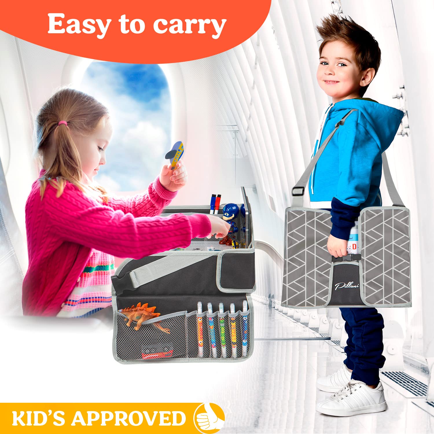 PILLANI Kids Travel Tray collapsible-compact design saves storage space