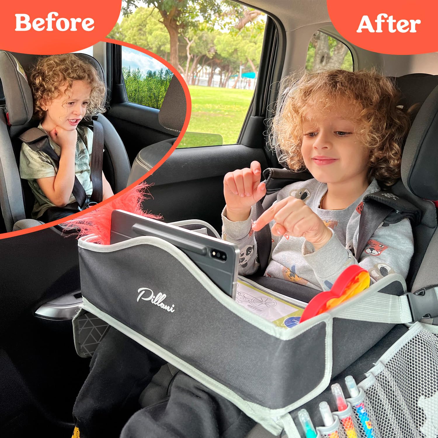 PILLANI Kids Travel Tray food-and-snack-area supports easy snacking on journeys