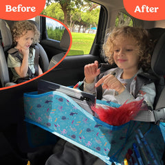 PILLANI travel tray snack-bottle-holder keeps beverages secure and reachable