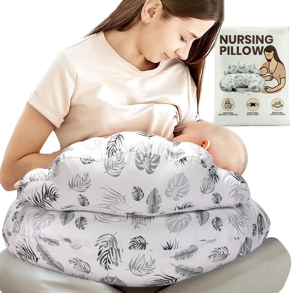 PILLANI nursing pillow with adjustable waist strap provides secure hands free feeding.