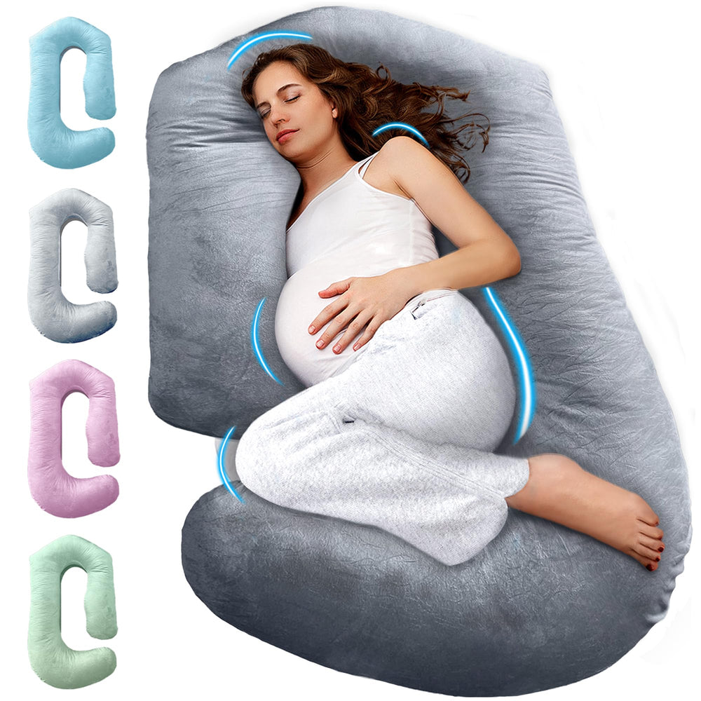 PILLANI 57-inch pregnancy pillow in full-body view for total sleep support