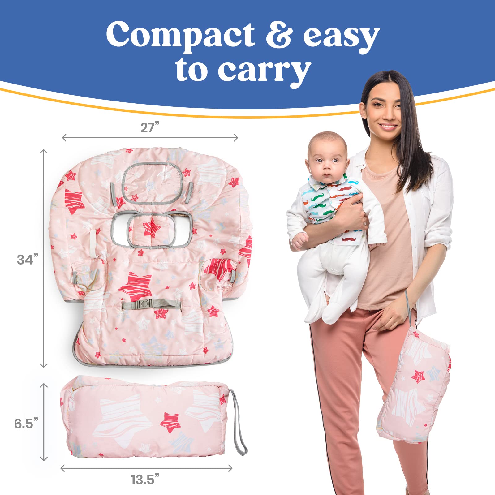 PILLANI seat cover with toy loops and large pocket for essentials.