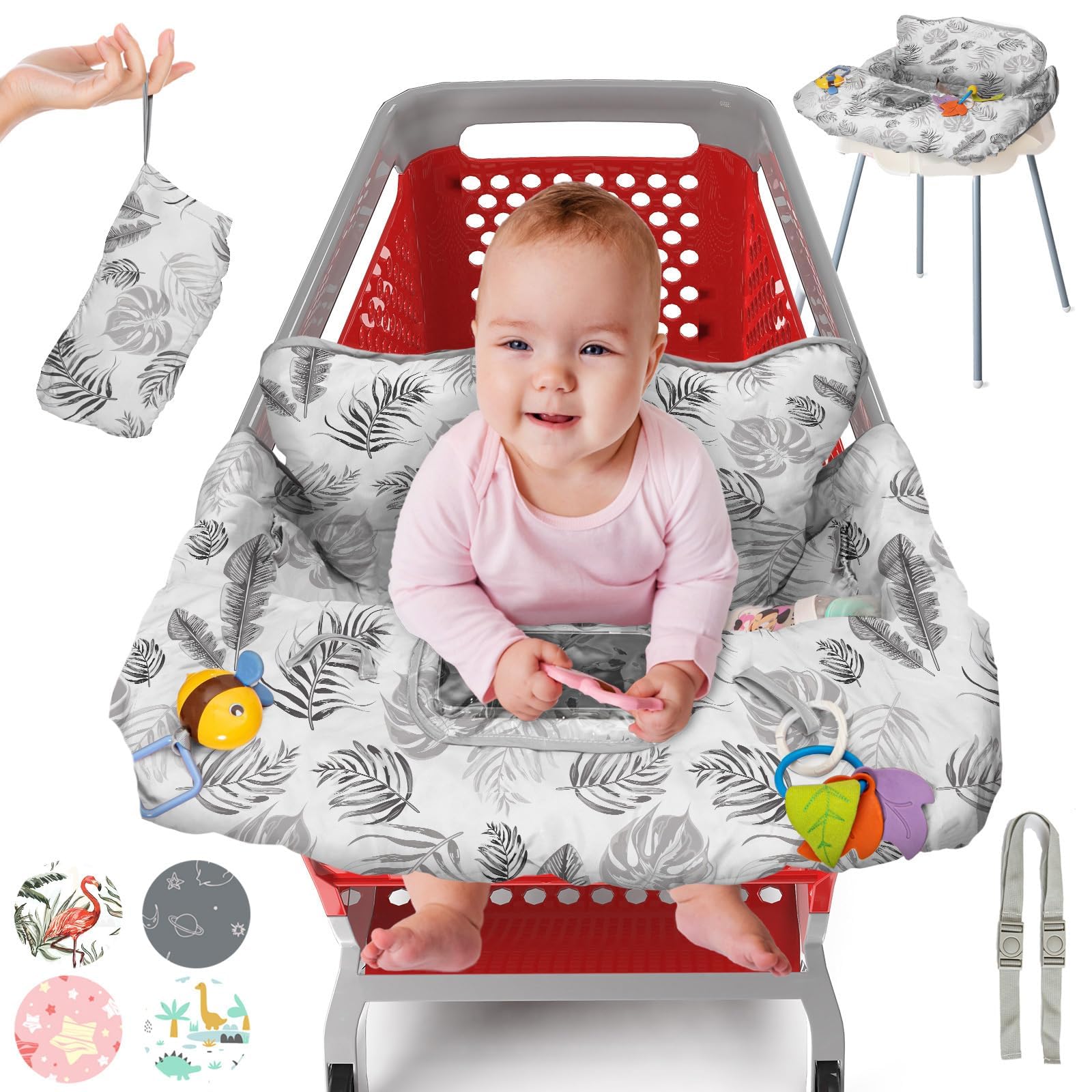 PILLANI shopping cart cover keeps baby clean during grocery trips.