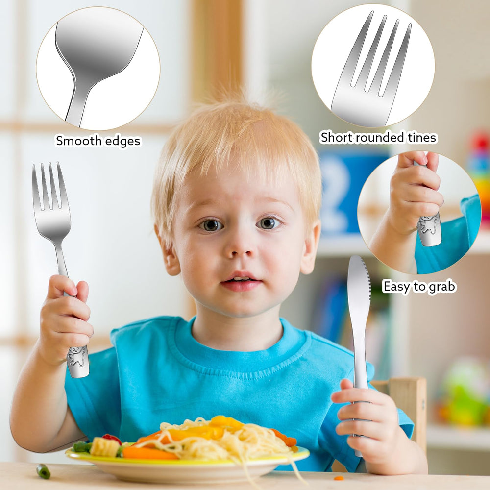Pimoys knives sized for toddlers support practicing cutting skills safely.