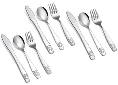 Pimoys 9-piece kids silverware set with spoons for easy tasting and safe use.
