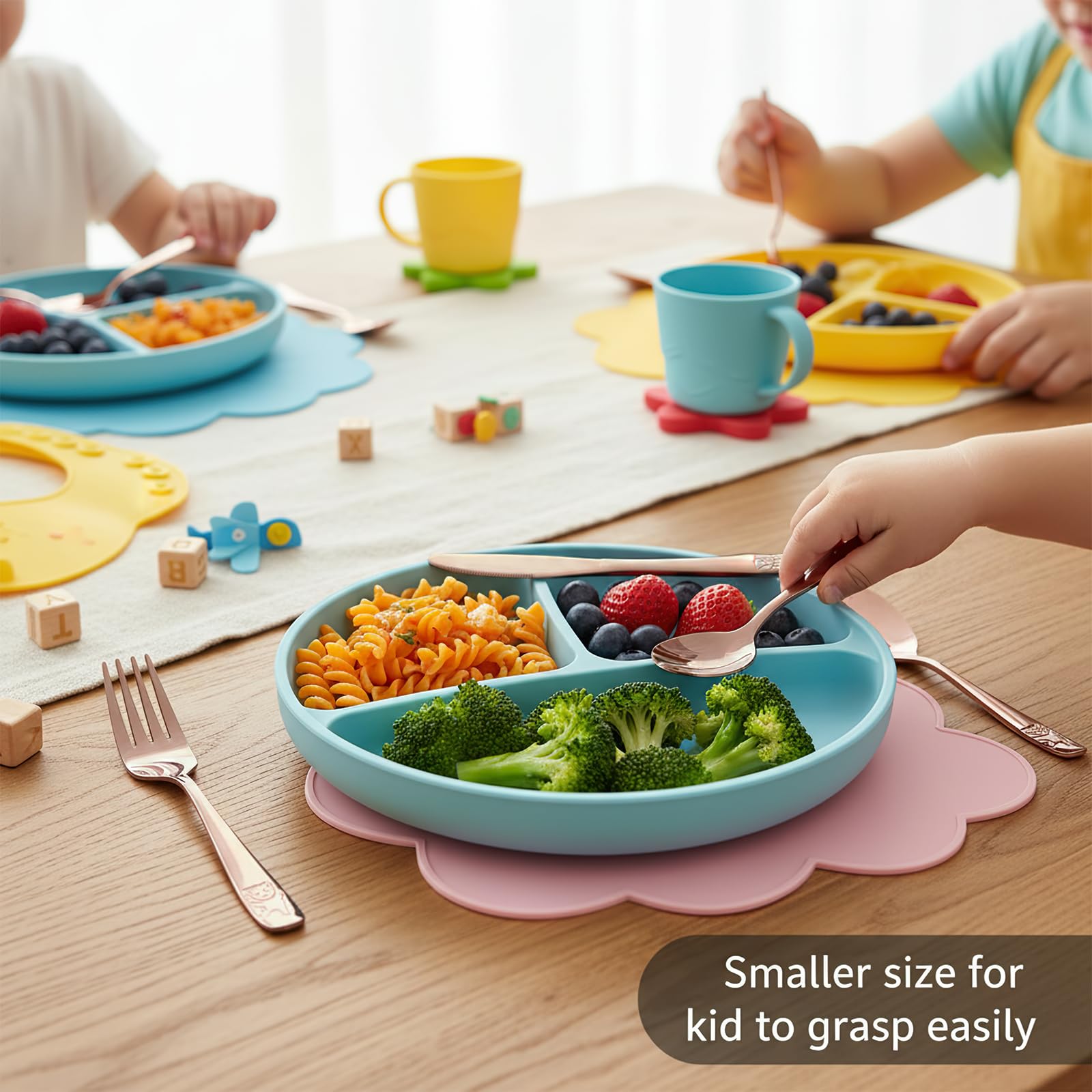 Pimoys rose gold kids silverware set with child-sized-design fits small hands comfortably.