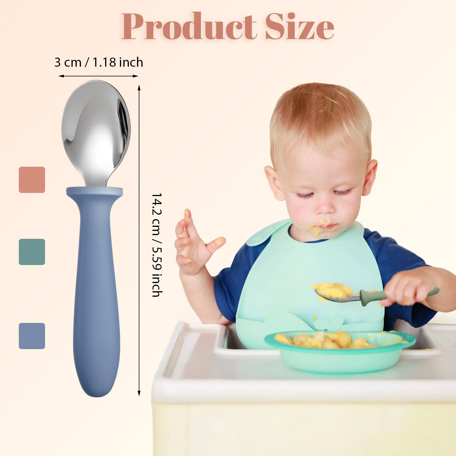 Pimoys rounded spoon with safety shield design prevents over-insertion