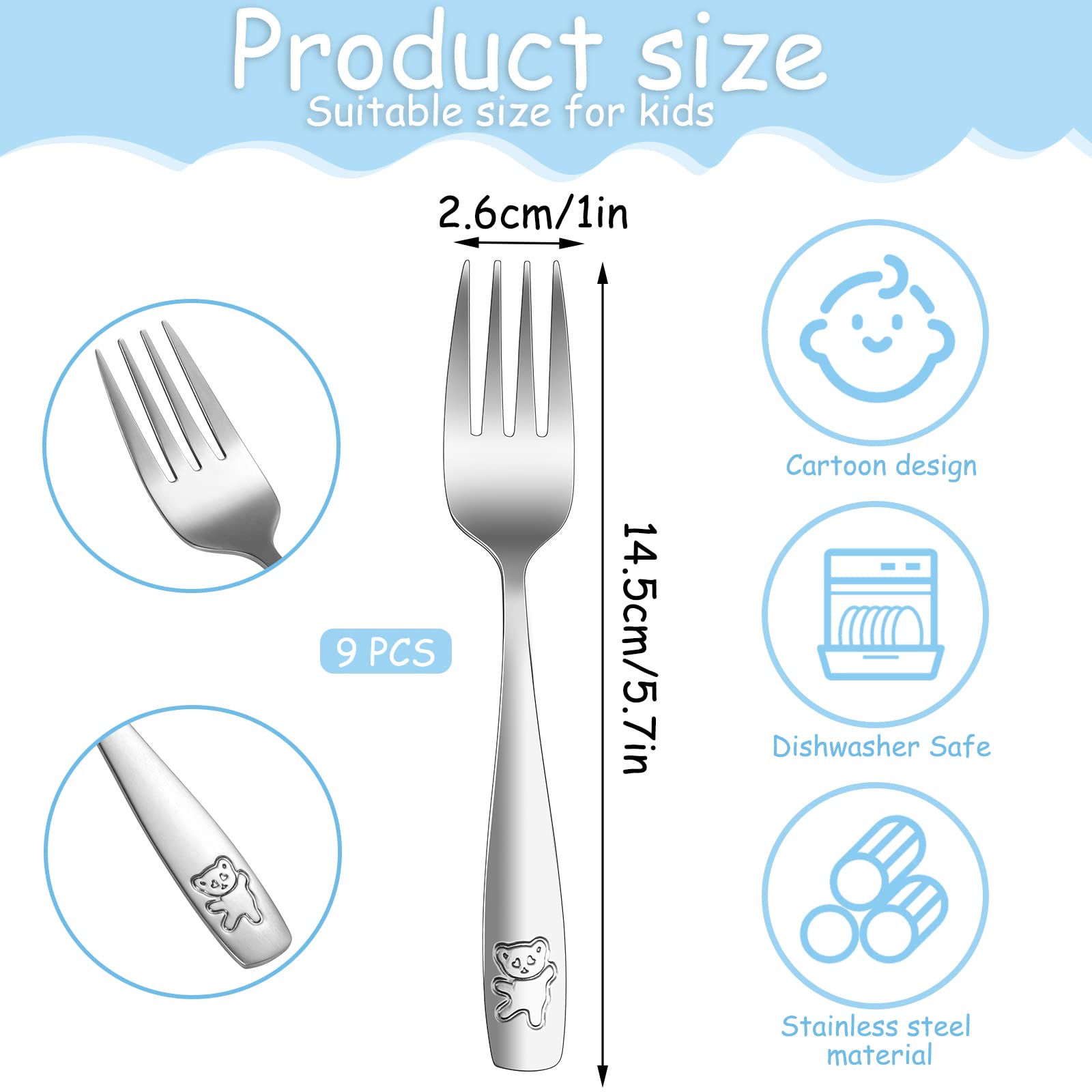 Pimoys toddler forks and spoons with ergonomic handles for tiny hands.
