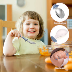 Pimoys toddler spoon size 5.4 x 1.2 inches, easy for small hands