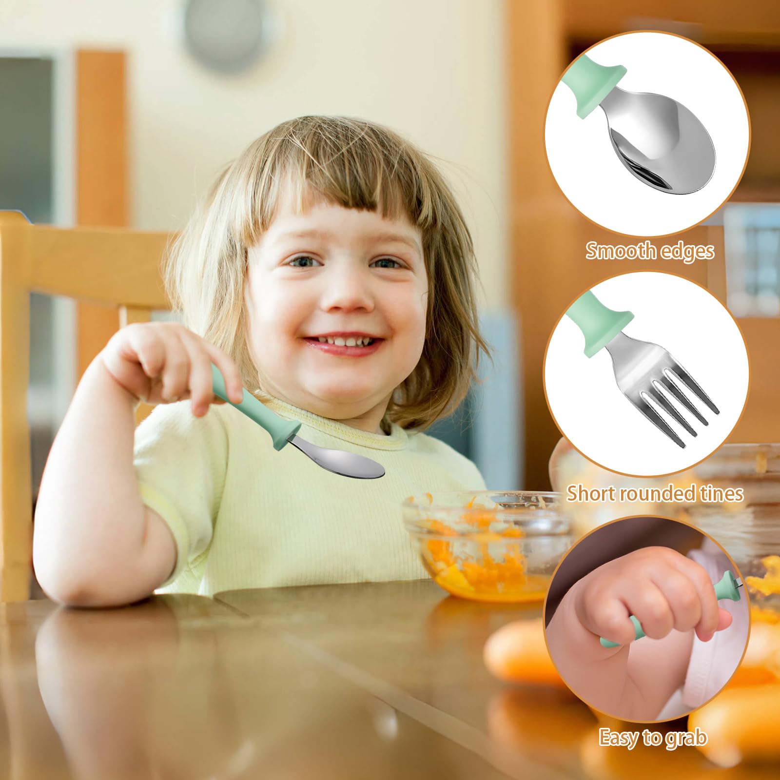 Pimoys ergonomic grip promotes confident self-feeding and independence