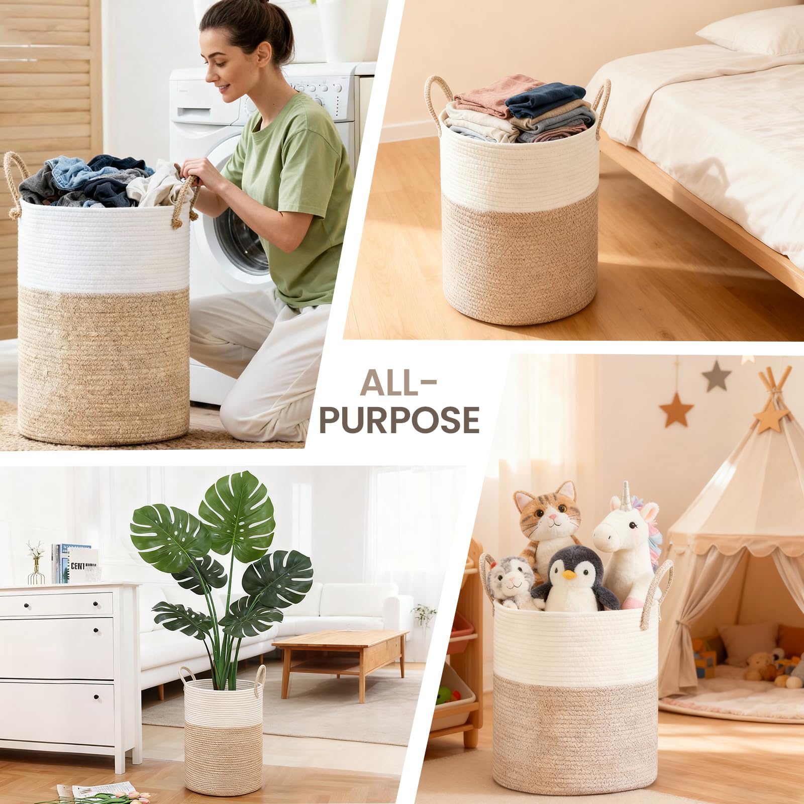 Pinbuton compact basket ideal for nurseries and bathrooms.