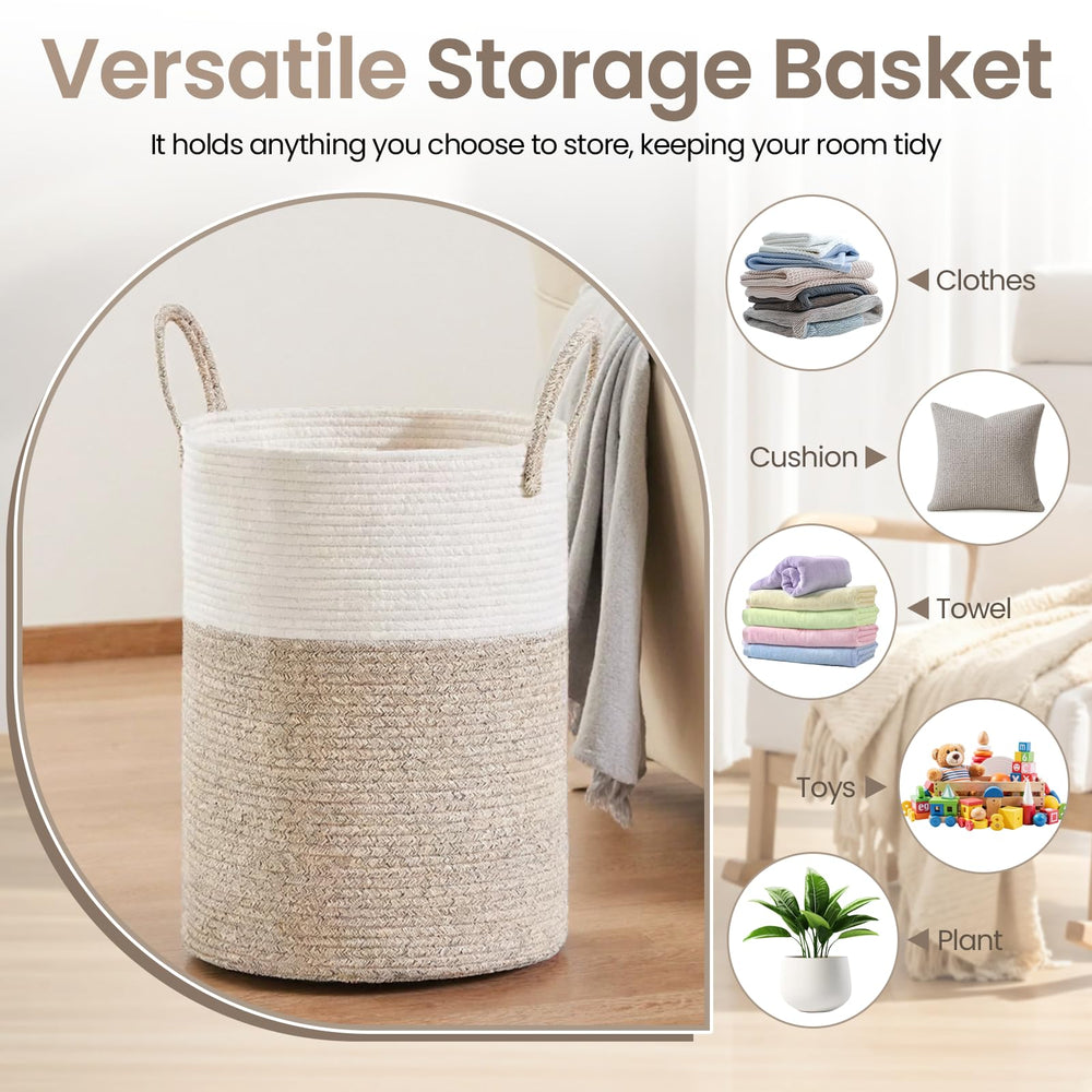 Pinbuton foldable laundry basket collapsed for easy storage and transport.