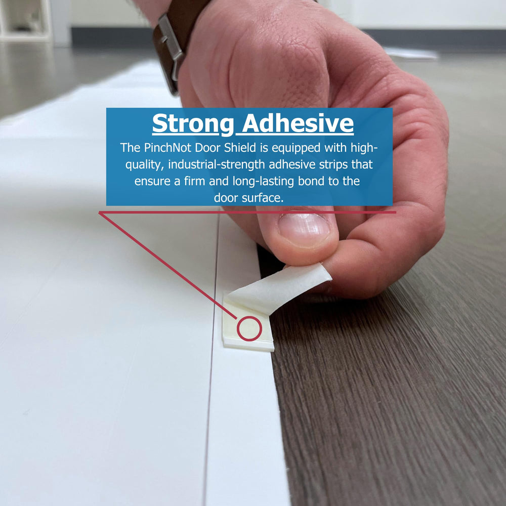 Protects hinge-side gaps in high-traffic rooms and doorways.