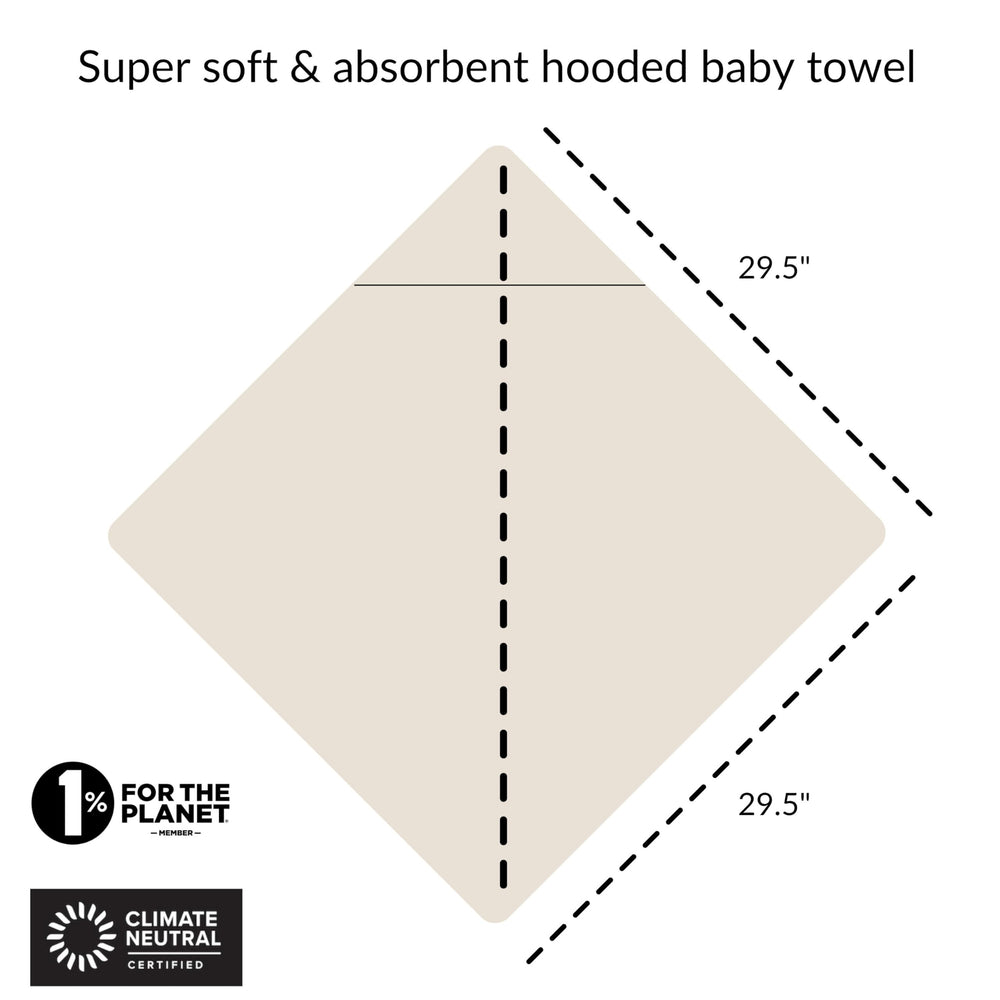 Pine & Palm Home towel 29-5in square fits newborns through toddlers.