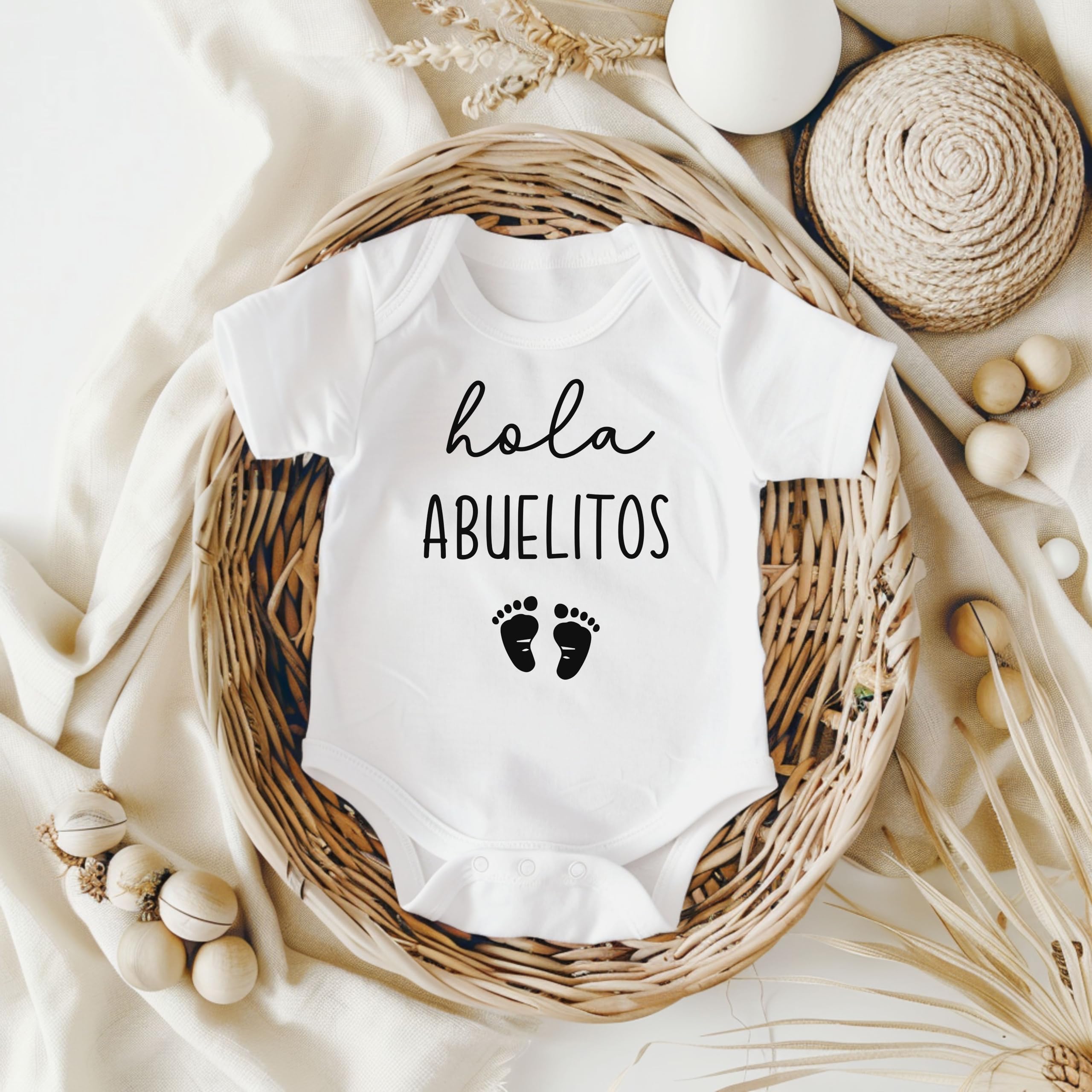 Pineapple Pancake Kids Hola Abuelitos bodysuit fabric texture—interlock knit for durability.