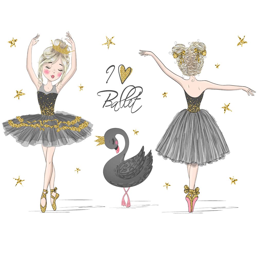 Pinenjoy Ballet two dancers wall sticker brightens a girl's room with elegant movement