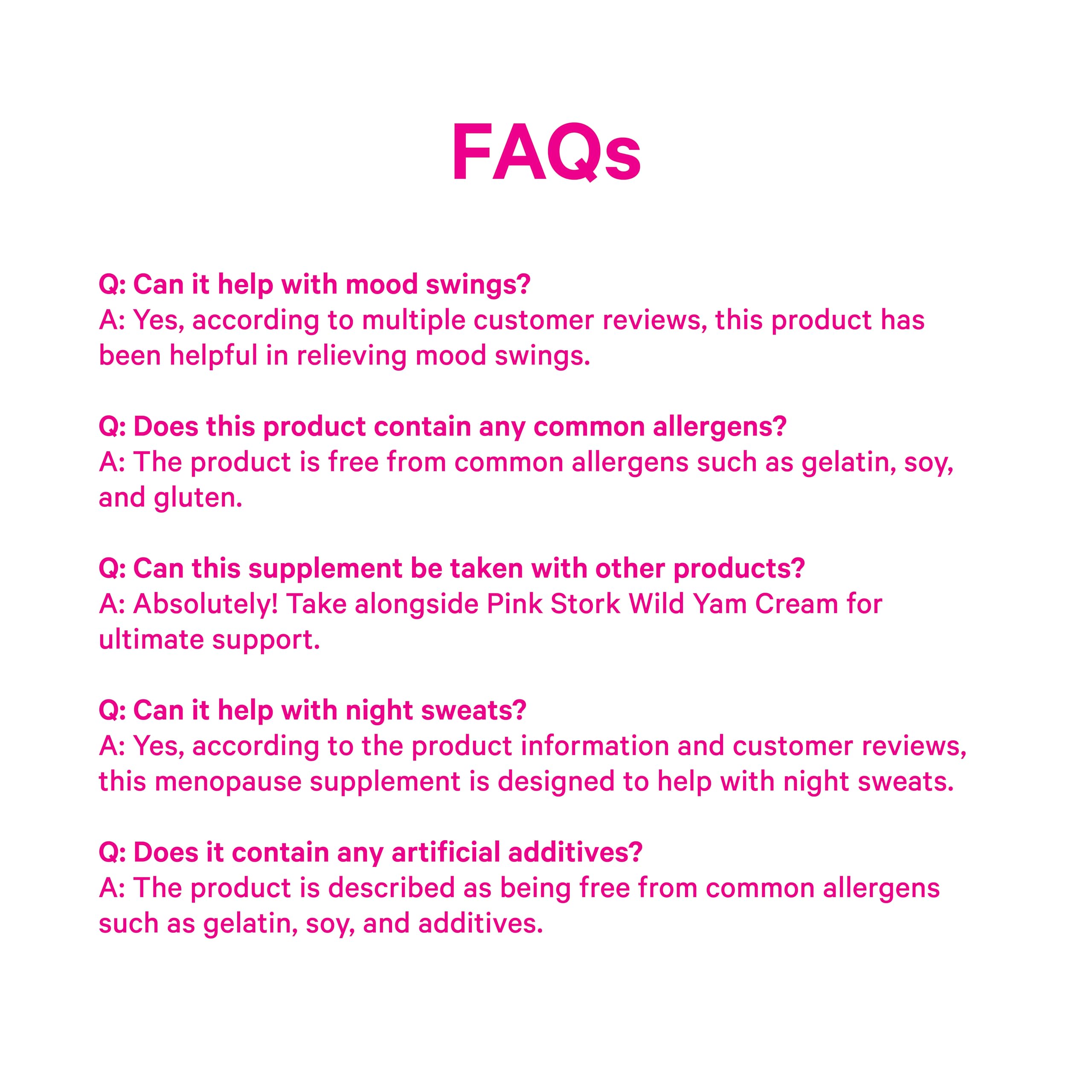 Pink Stork Menopause Support vegan label close-up confirms estrogen-free choice.